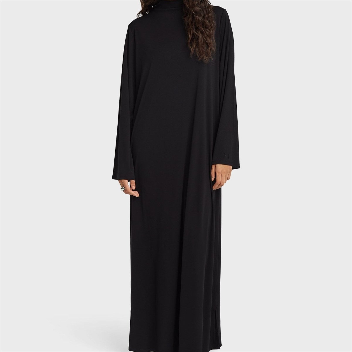 Elegant Half-Turtleneck Pullover Maxi Dress | Loose Fit Solid Color Dress with Hidden Pockets(MA313) by Mariam's Collection
