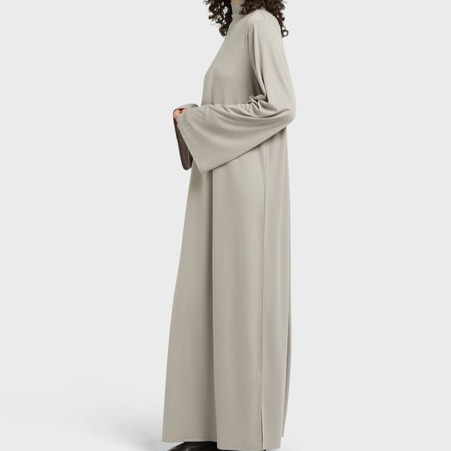 Elegant Half-Turtleneck Pullover Maxi Dress | Loose Fit Solid Color Dress with Hidden Pockets(MA313) by Mariam's Collection