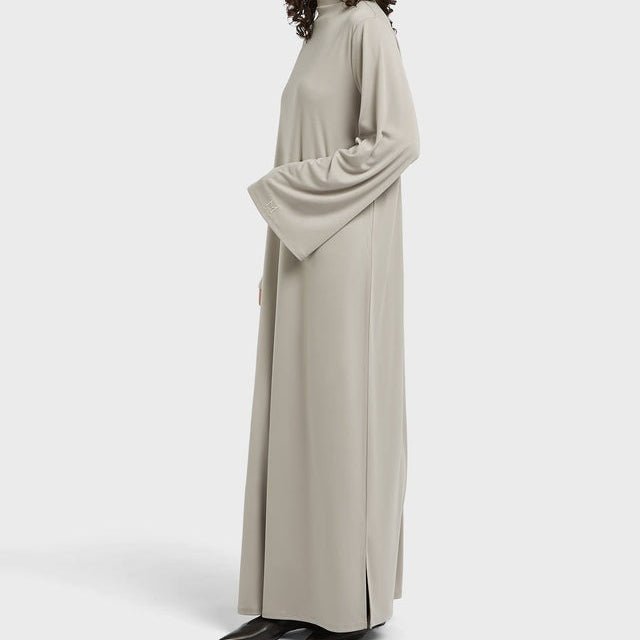Elegant Half-Turtleneck Pullover Maxi Dress | Loose Fit Solid Color Dress with Hidden Pockets(MA313) by Mariam's Collection