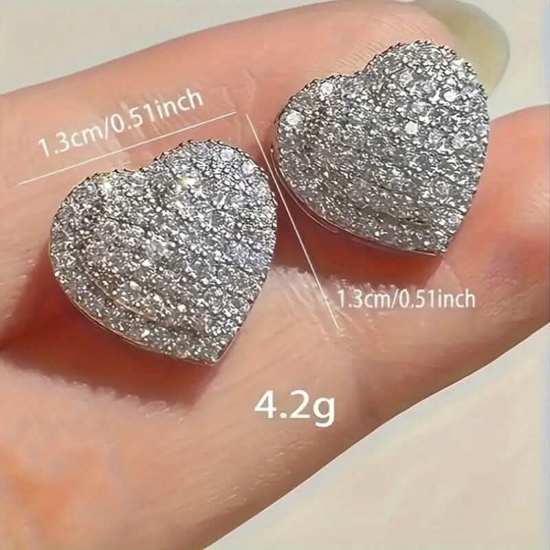 Elegant Heart-Shaped Zirconia Stud Earrings by DailySale