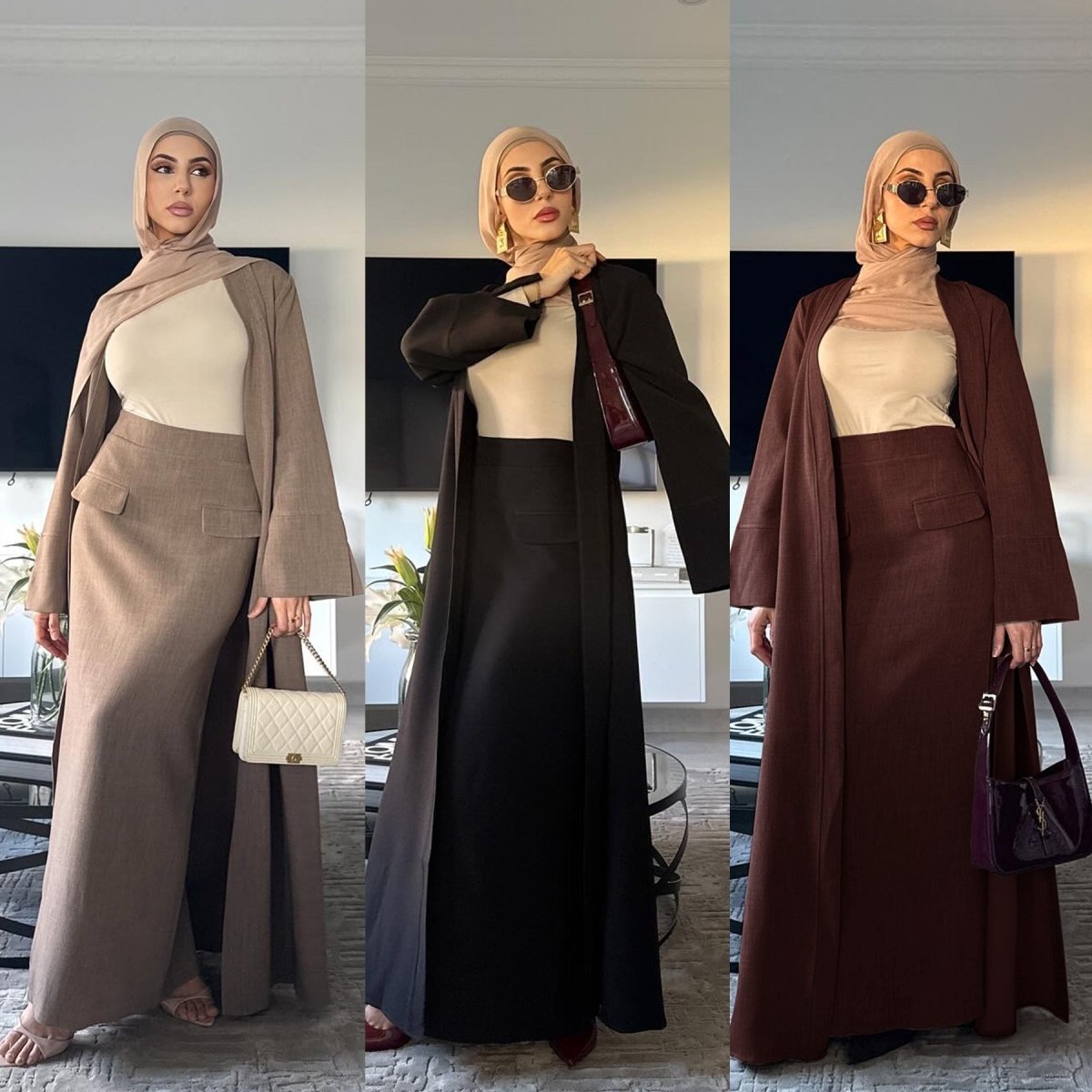 Elegant Long Cardigan & Maxi Skirt Set(MS175) by Mariam's Collection