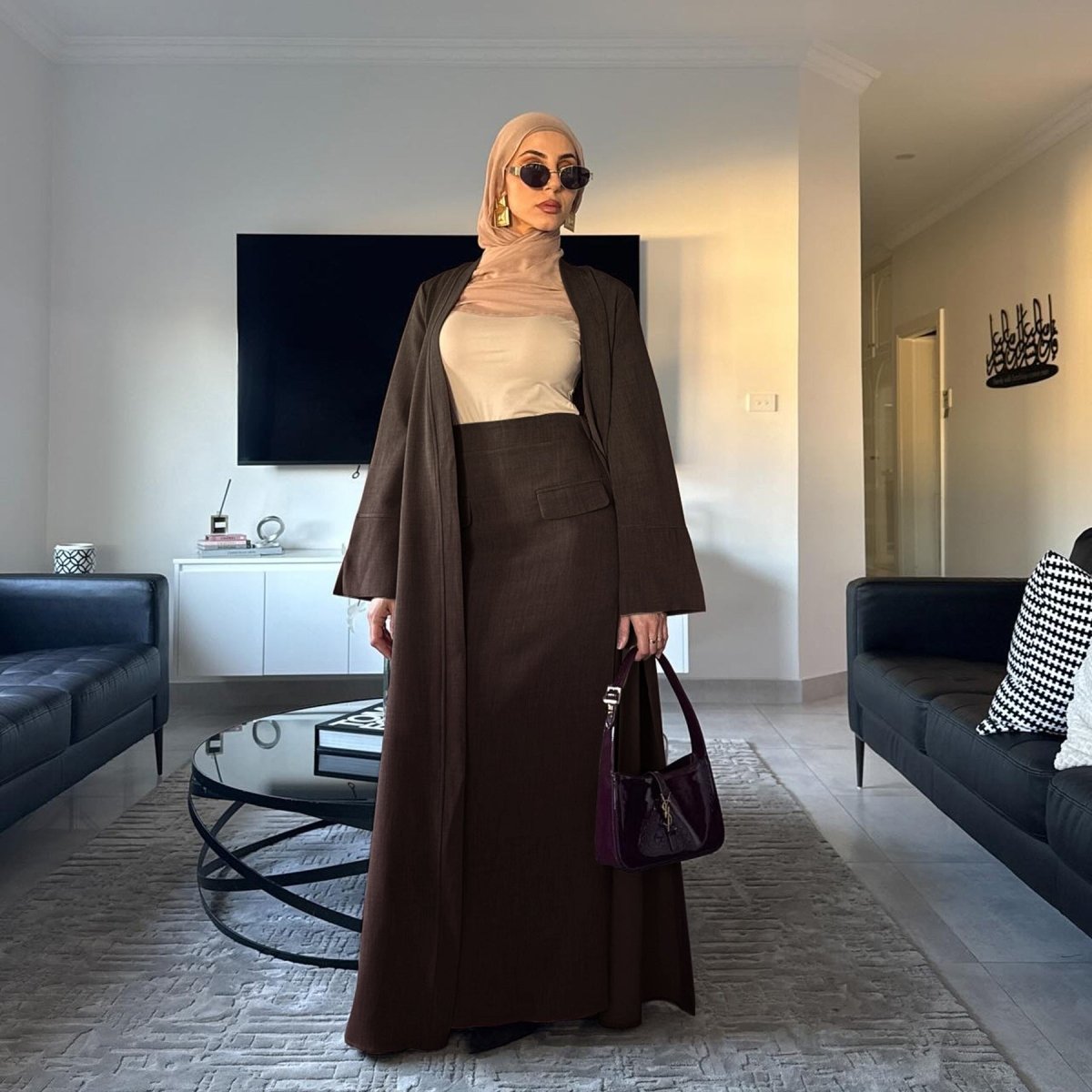 Elegant Long Cardigan & Maxi Skirt Set(MS175) by Mariam's Collection