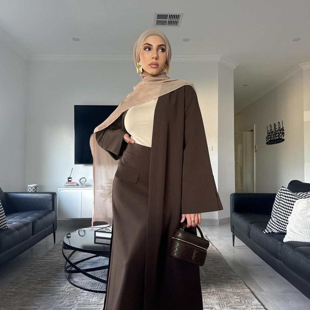 Elegant Long Cardigan & Maxi Skirt Set(MS175) by Mariam's Collection