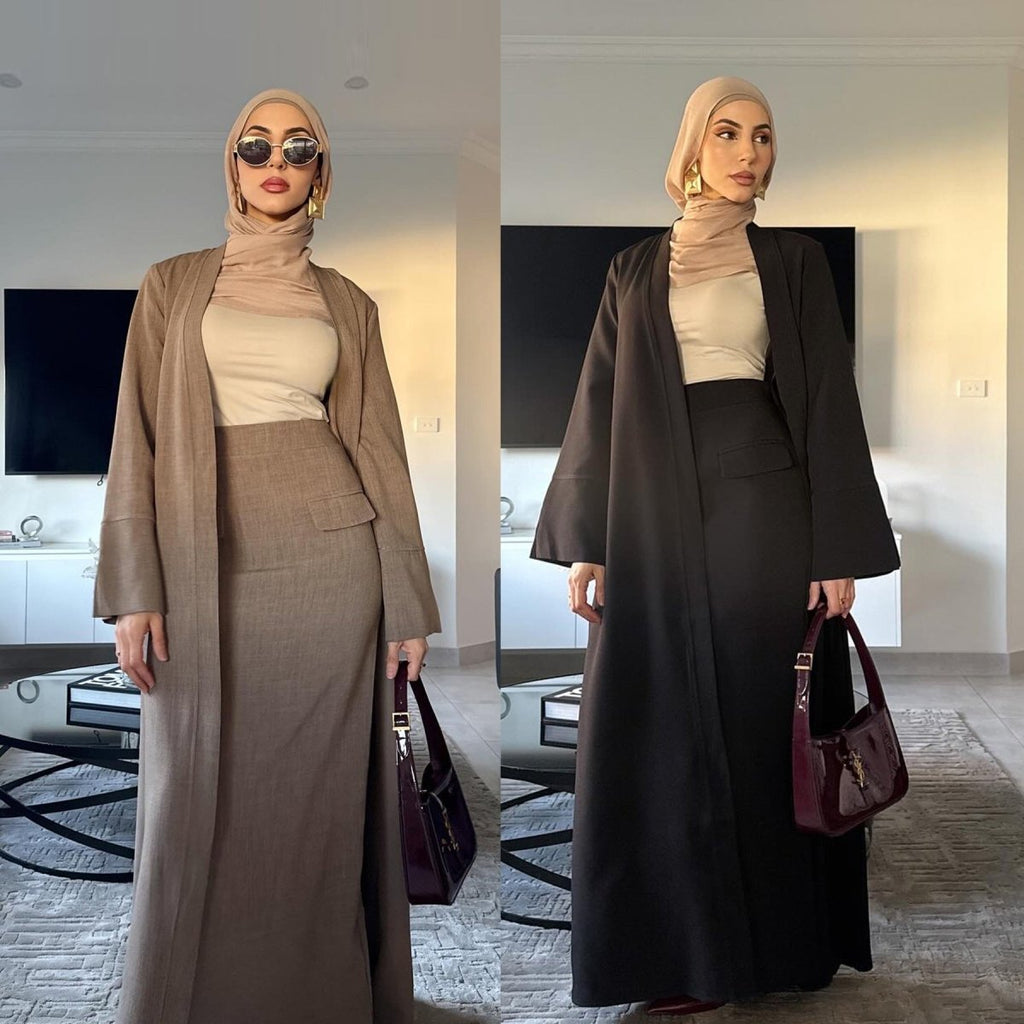 Elegant Long Cardigan & Maxi Skirt Set(MS175) by Mariam's Collection