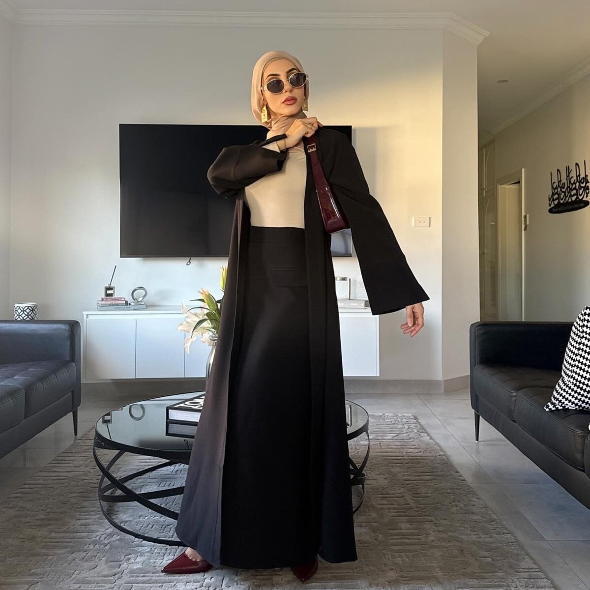 Elegant Long Cardigan & Maxi Skirt Set(MS175) by Mariam's Collection