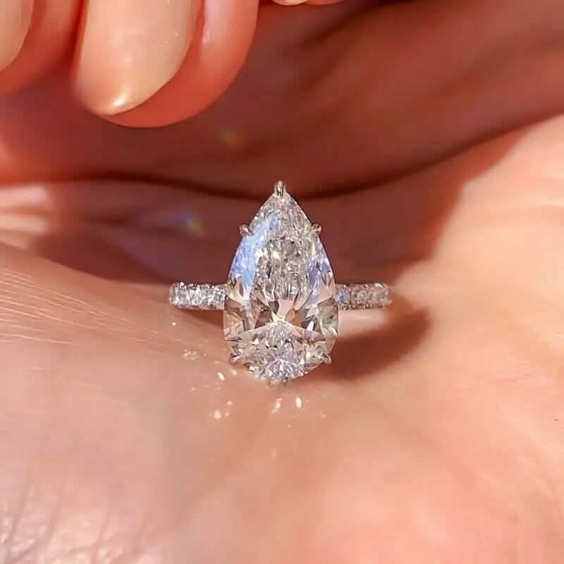 Elegant Teardrop Cubic Zirconia Engagement Ring by DailySale