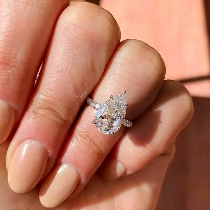 Elegant Teardrop Cubic Zirconia Engagement Ring by DailySale
