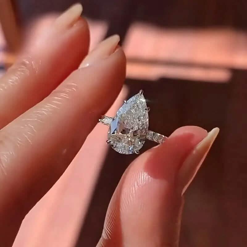 Elegant Teardrop Cubic Zirconia Engagement Ring by DailySale