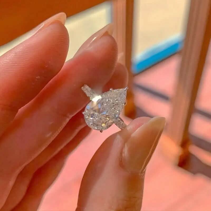 Elegant Teardrop Cubic Zirconia Engagement Ring by DailySale
