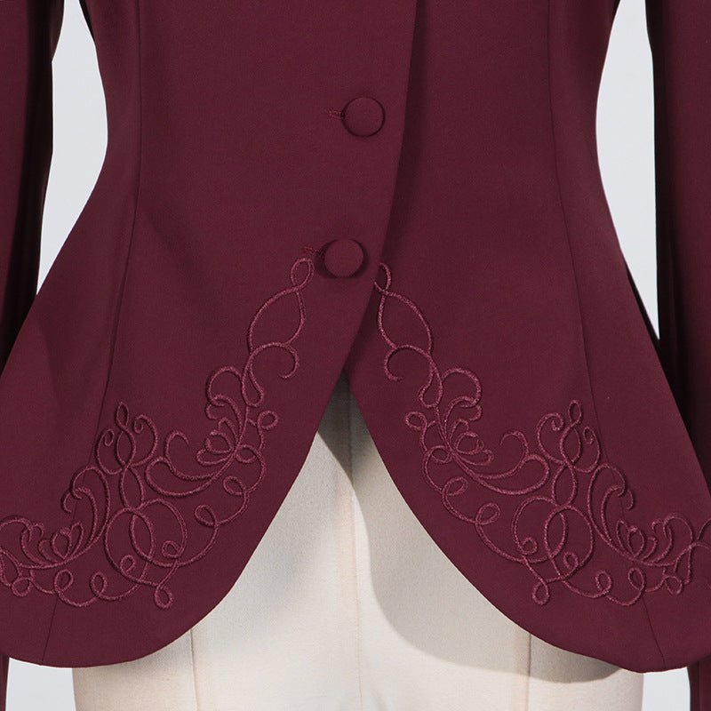 Embroidered Blazer & Pleated Skirt Set(MS214) by Mariam's Collection