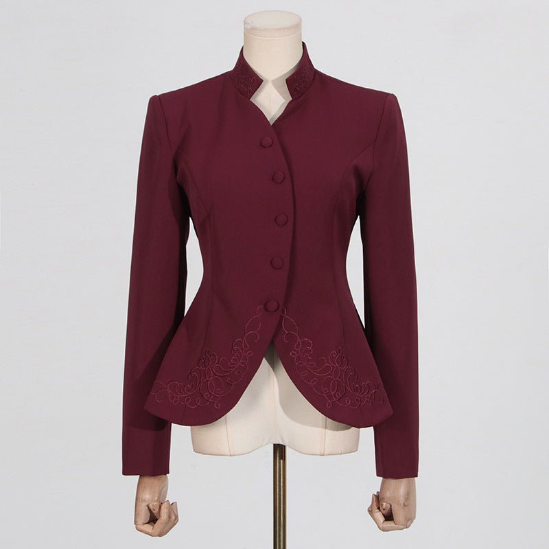 Embroidered Blazer & Pleated Skirt Set(MS214) by Mariam's Collection