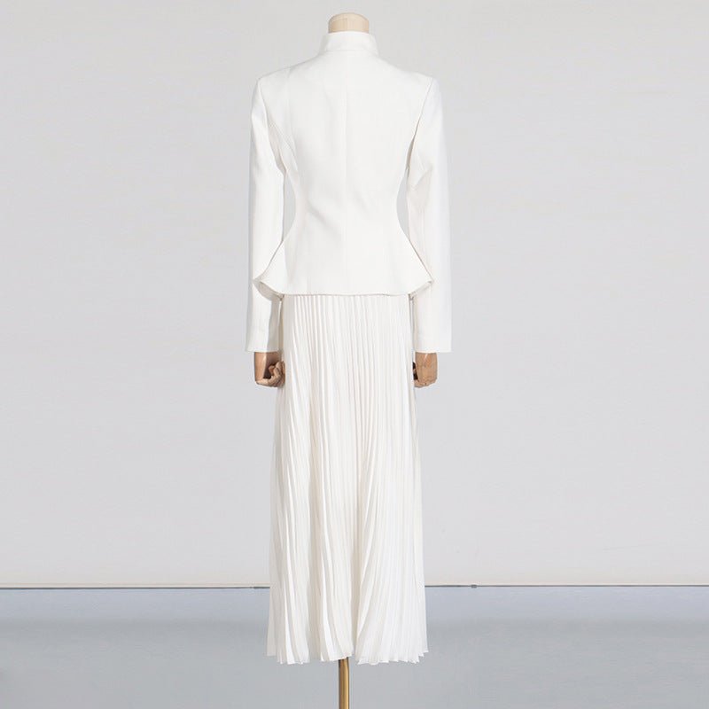 Embroidered Blazer & Pleated Skirt Set(MS214) by Mariam's Collection