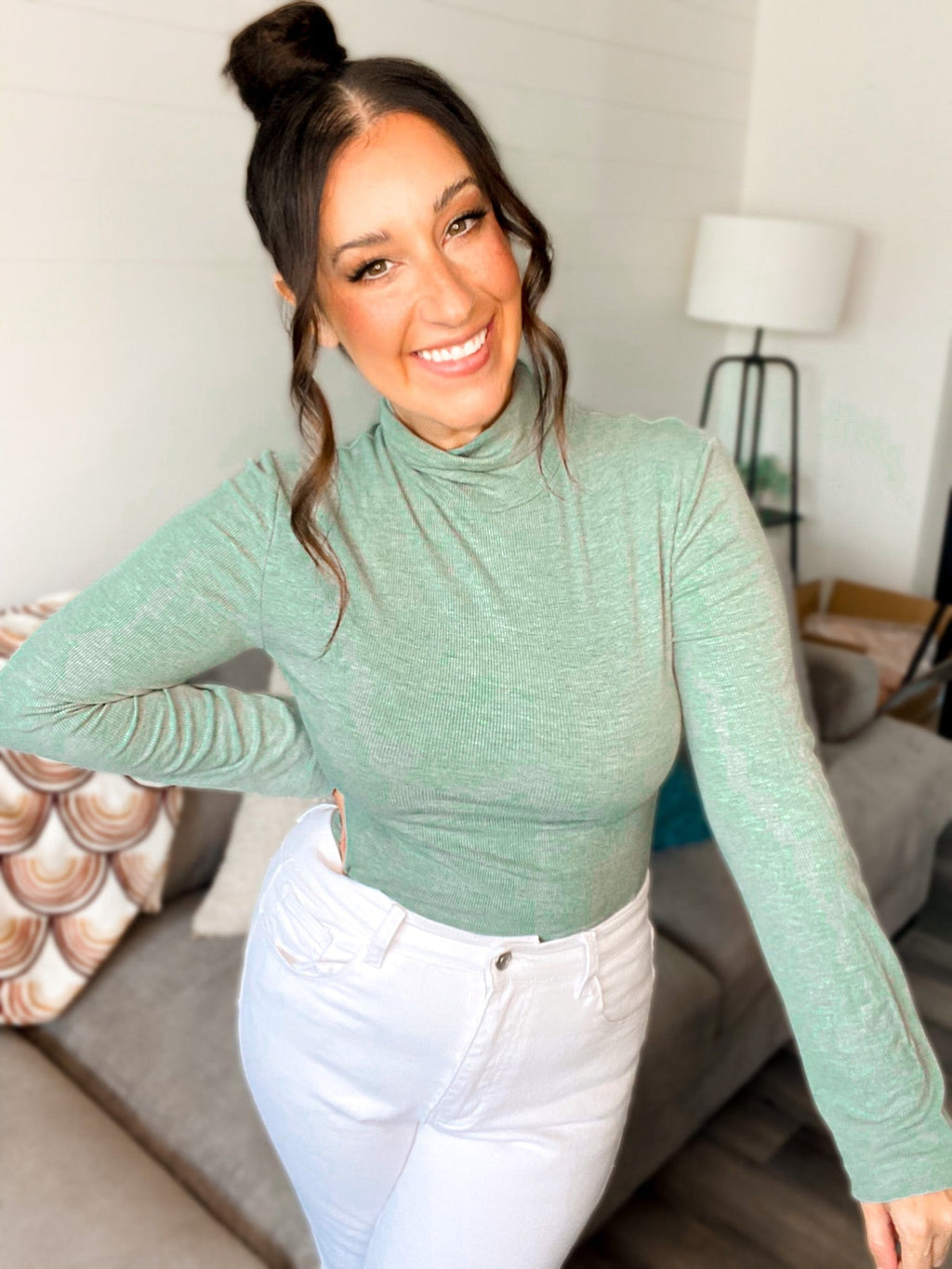 Emily Everyday Ribbed Turtleneck Bodysuit by Girl Code Couture