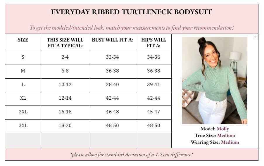 Emily Everyday Ribbed Turtleneck Bodysuit by Girl Code Couture