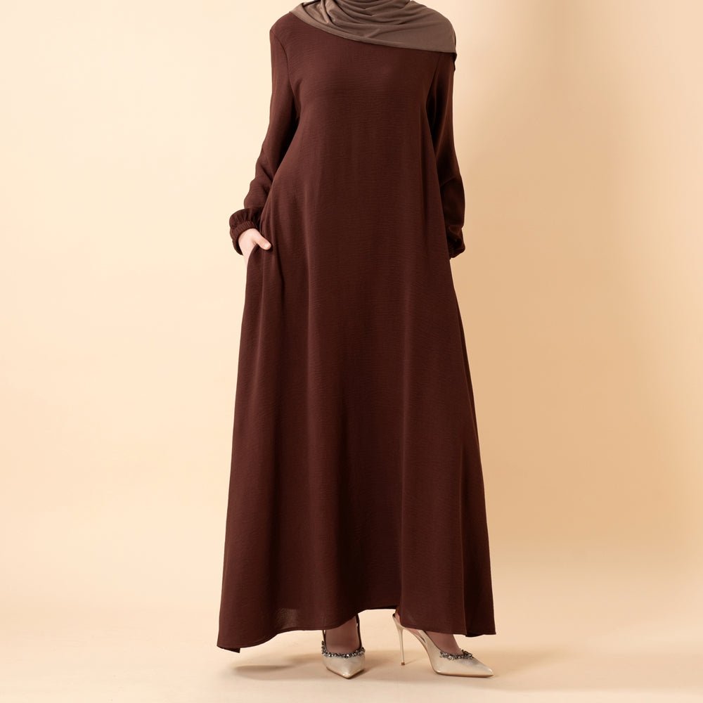 Essential Flow Crepe Maxi Dress with Pockets (MA385) by Mariam's Collection