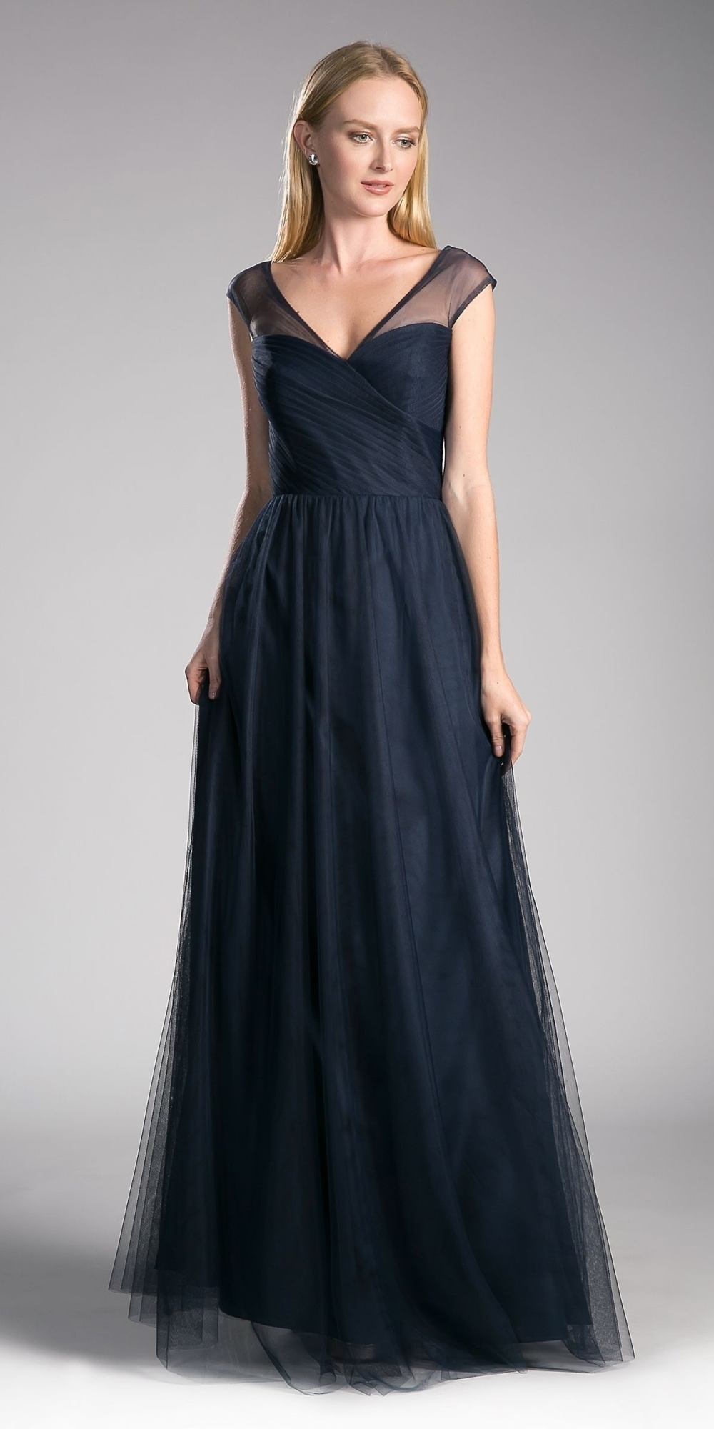 Ladivine ET320 Illusion V-Neck and Back Long Dress by DiscountDressShop