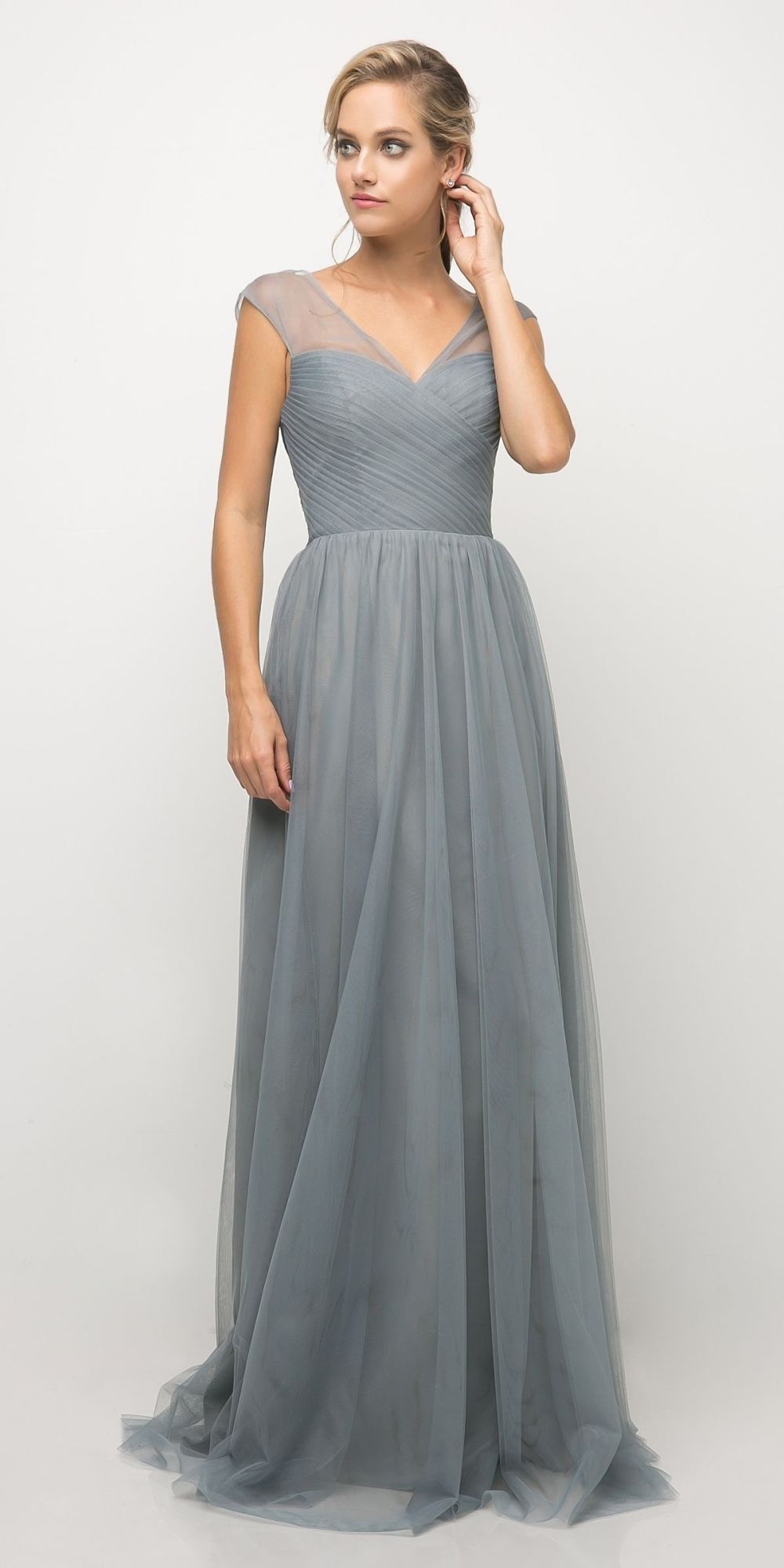 Ladivine ET320 Illusion V-Neck and Back Long Dress by DiscountDressShop