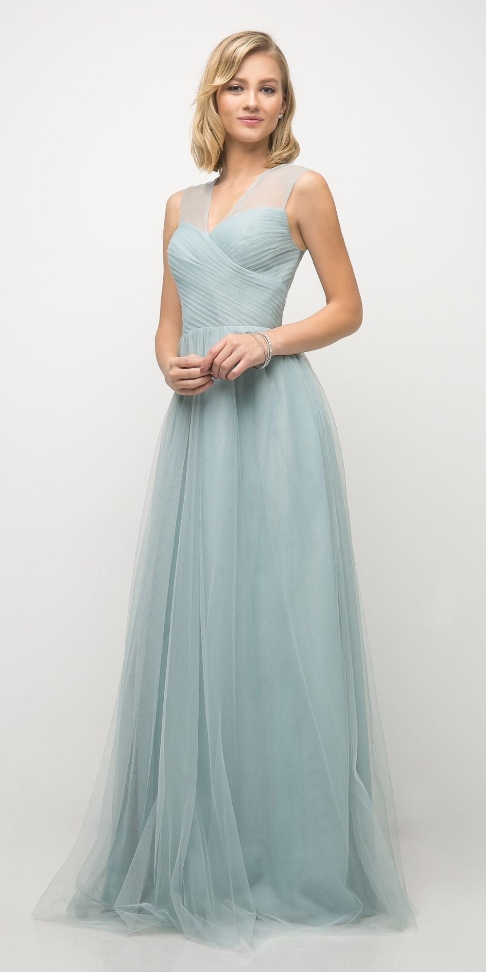 Ladivine ET320 Illusion V-Neck and Back Long Dress by DiscountDressShop
