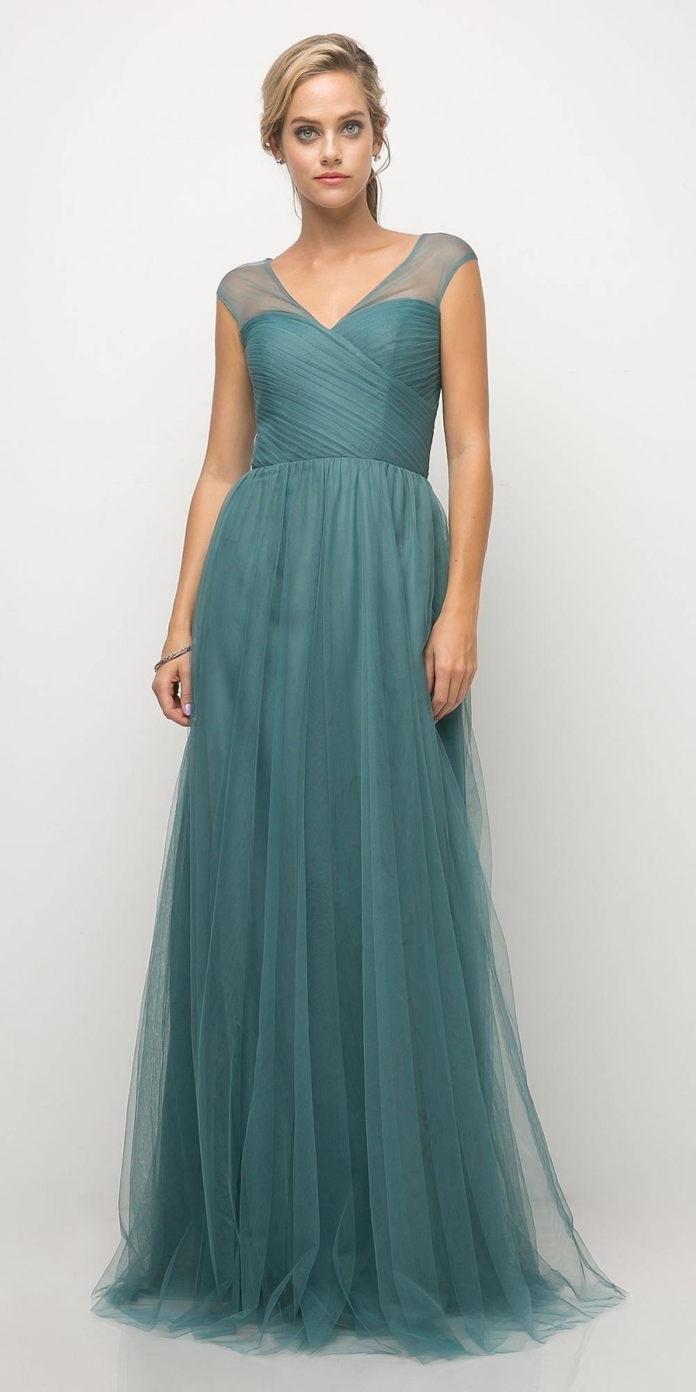 Ladivine ET320 Illusion V-Neck and Back Long Dress by DiscountDressShop
