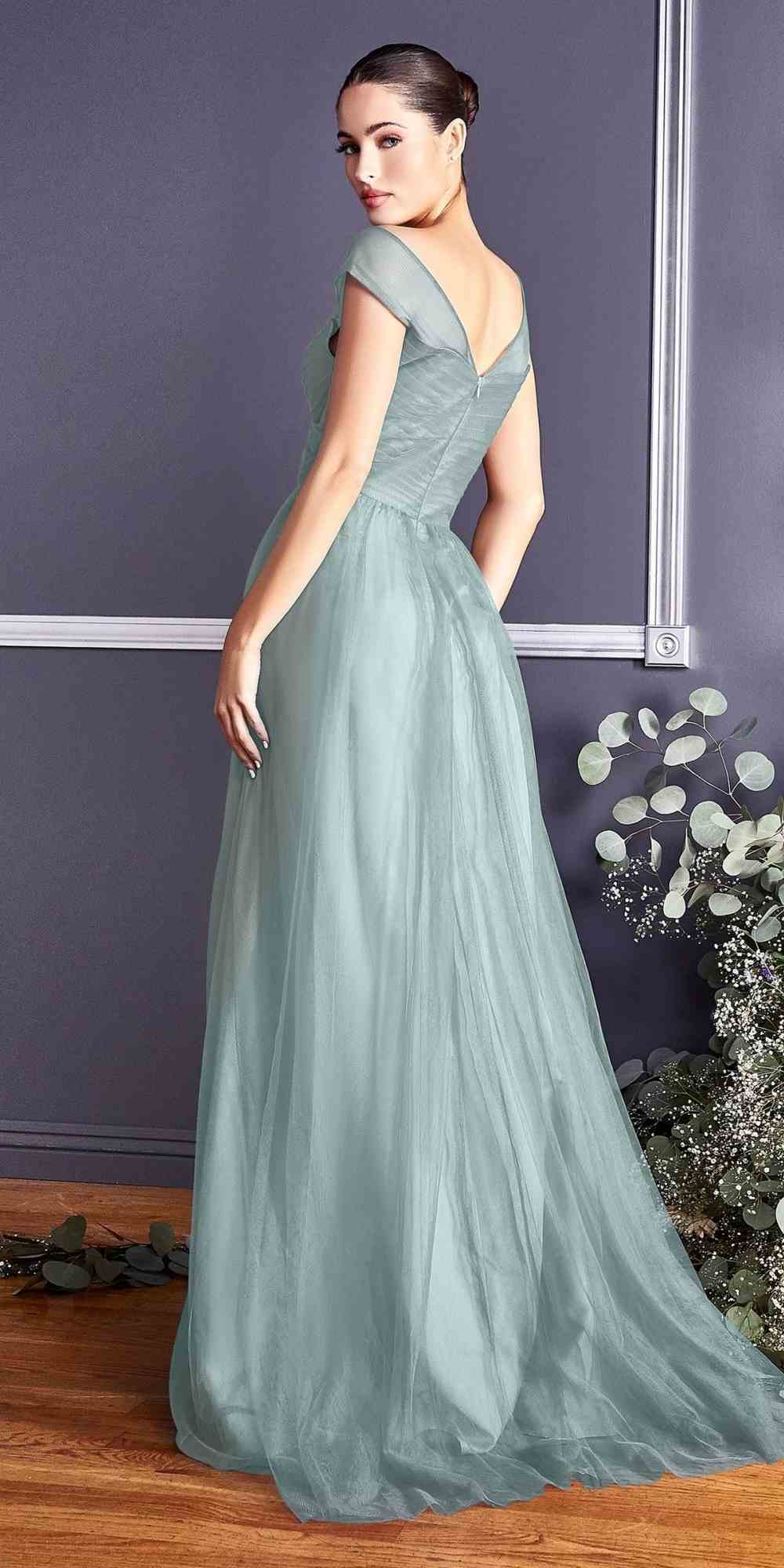 Ladivine ET320 Illusion V-Neck and Back Long Dress by DiscountDressShop