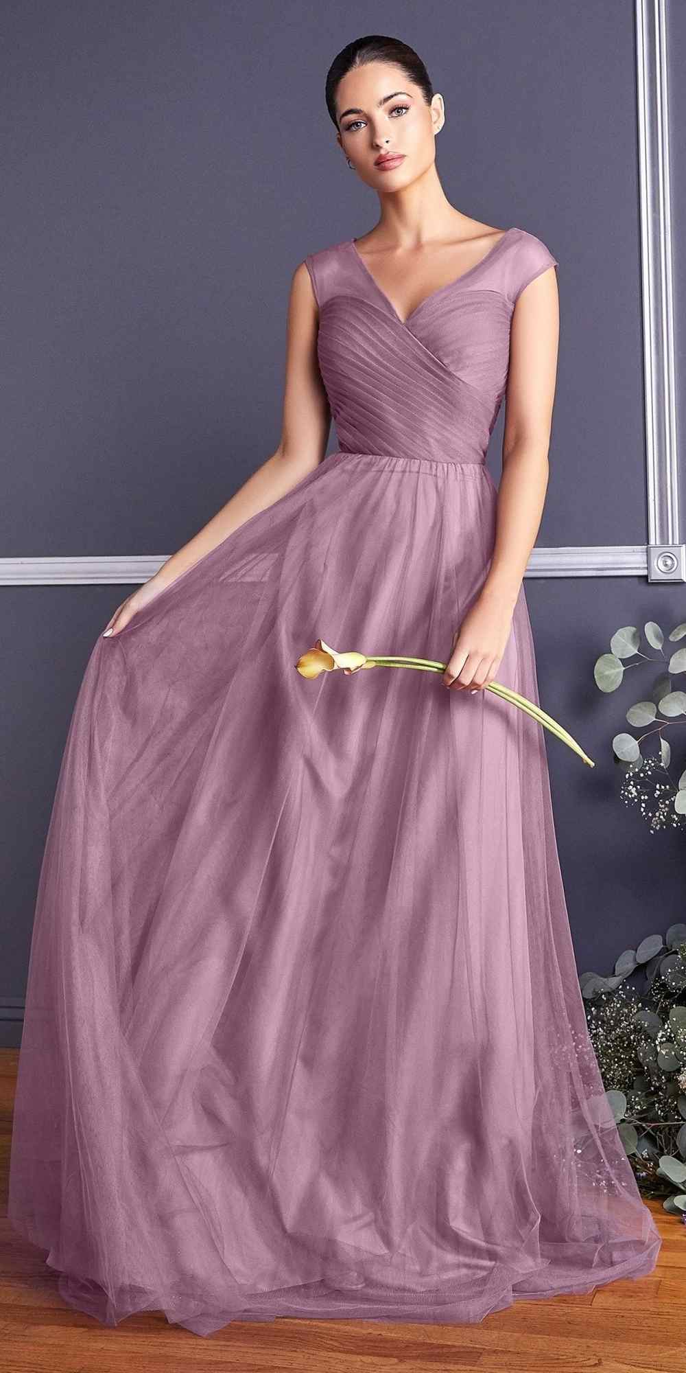 Ladivine ET320 Illusion V-Neck and Back Long Dress by DiscountDressShop