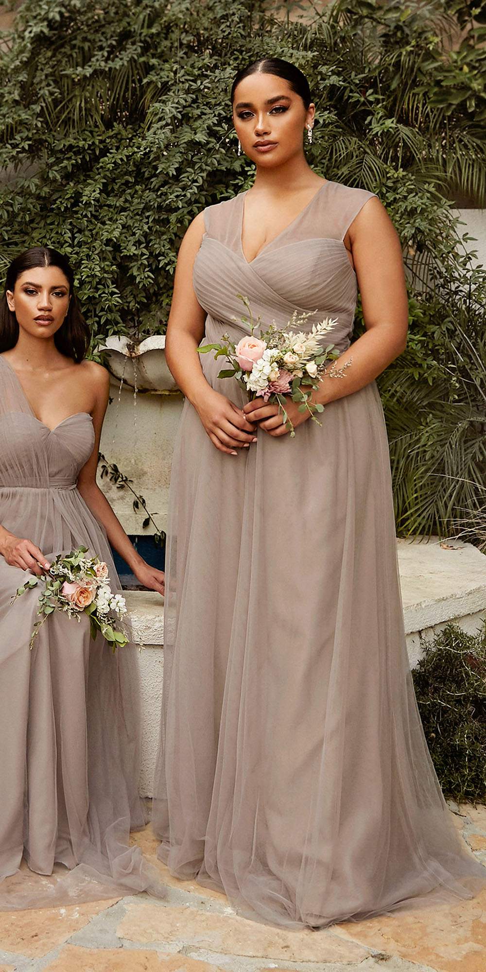 Ladivine ET320 Illusion V-Neck and Back Long Dress by DiscountDressShop