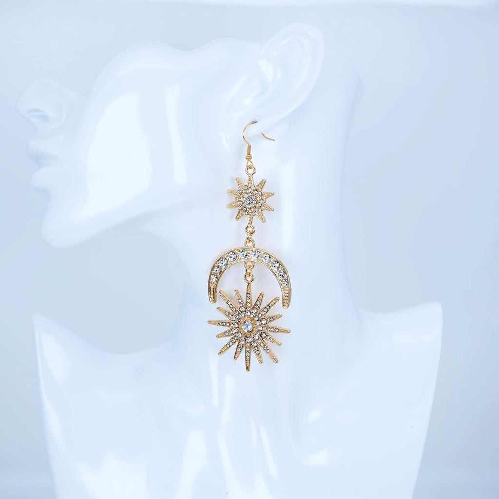 Exaggerated Luxury Sun Moon Stars Drop Earrings by DailySale