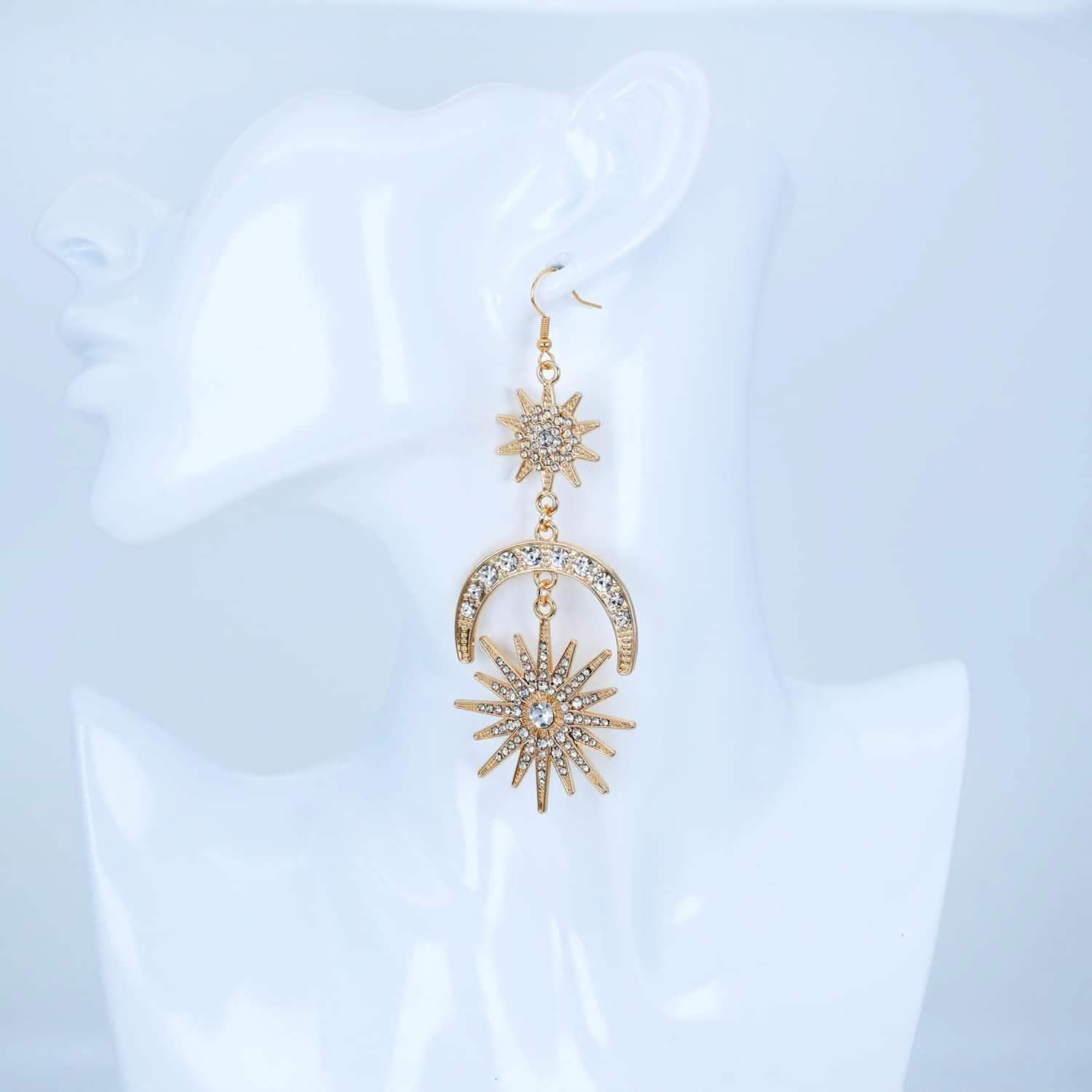 Exaggerated Luxury Sun Moon Stars Drop Earrings by DailySale