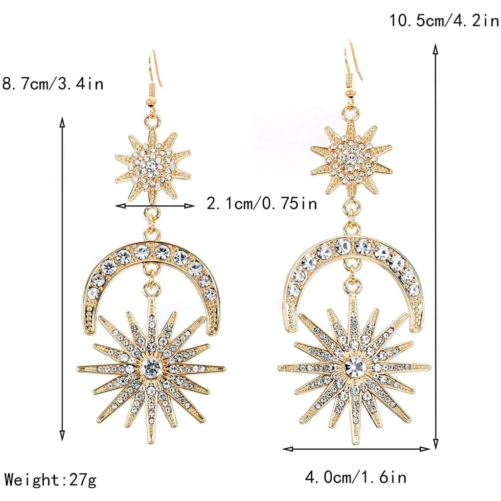 Exaggerated Luxury Sun Moon Stars Drop Earrings by DailySale