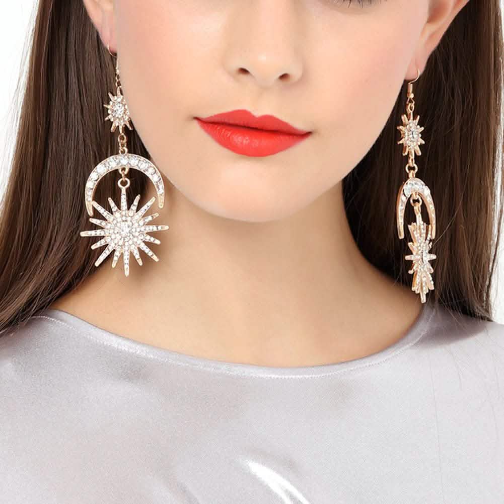 Exaggerated Luxury Sun Moon Stars Drop Earrings by DailySale