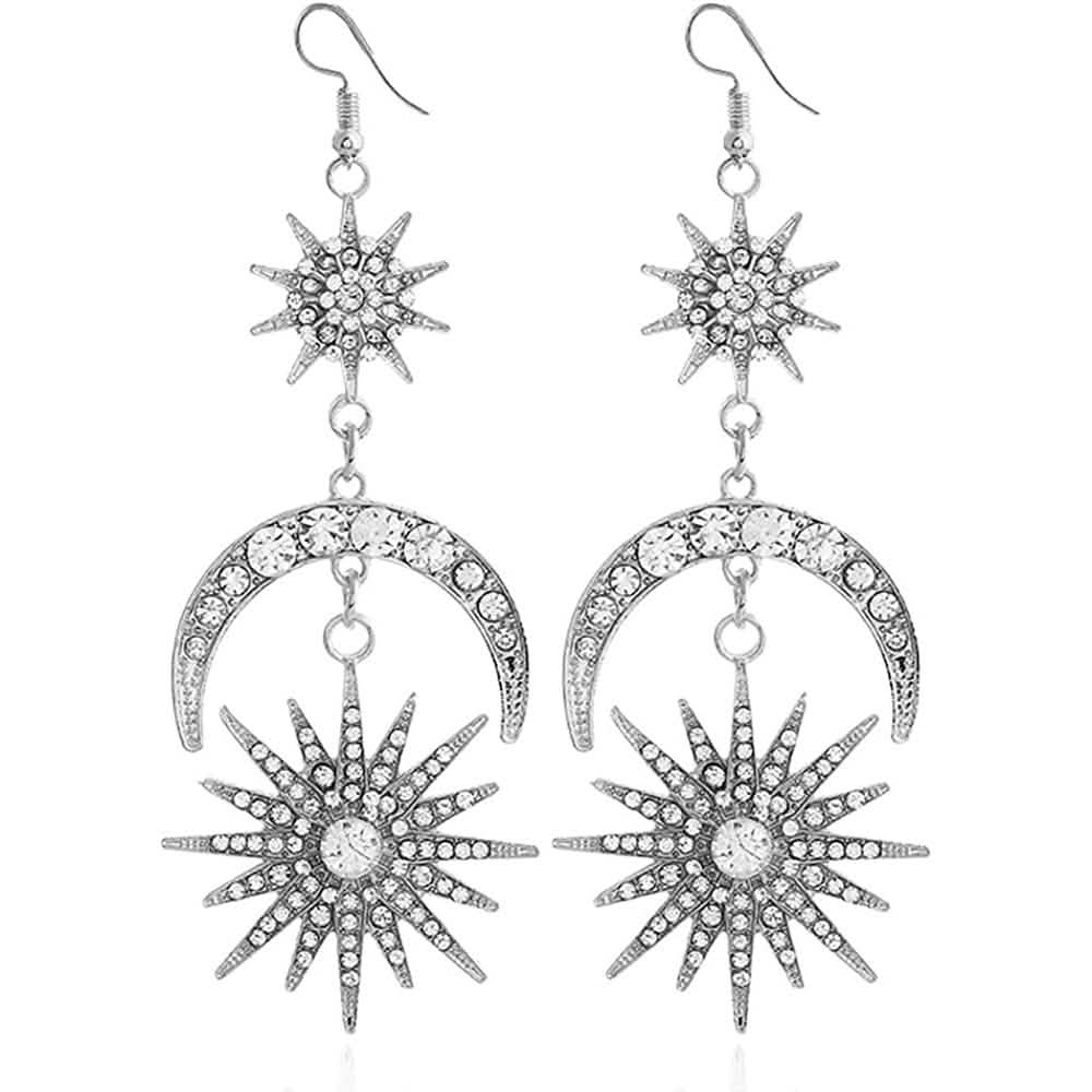 Exaggerated Luxury Sun Moon Stars Drop Earrings by DailySale