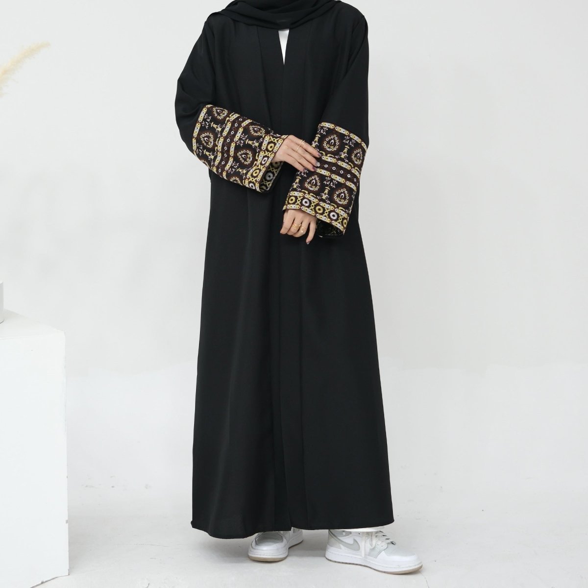 Exquisite Embroidery Set Open Abaya (MOA039) by Mariam's Collection