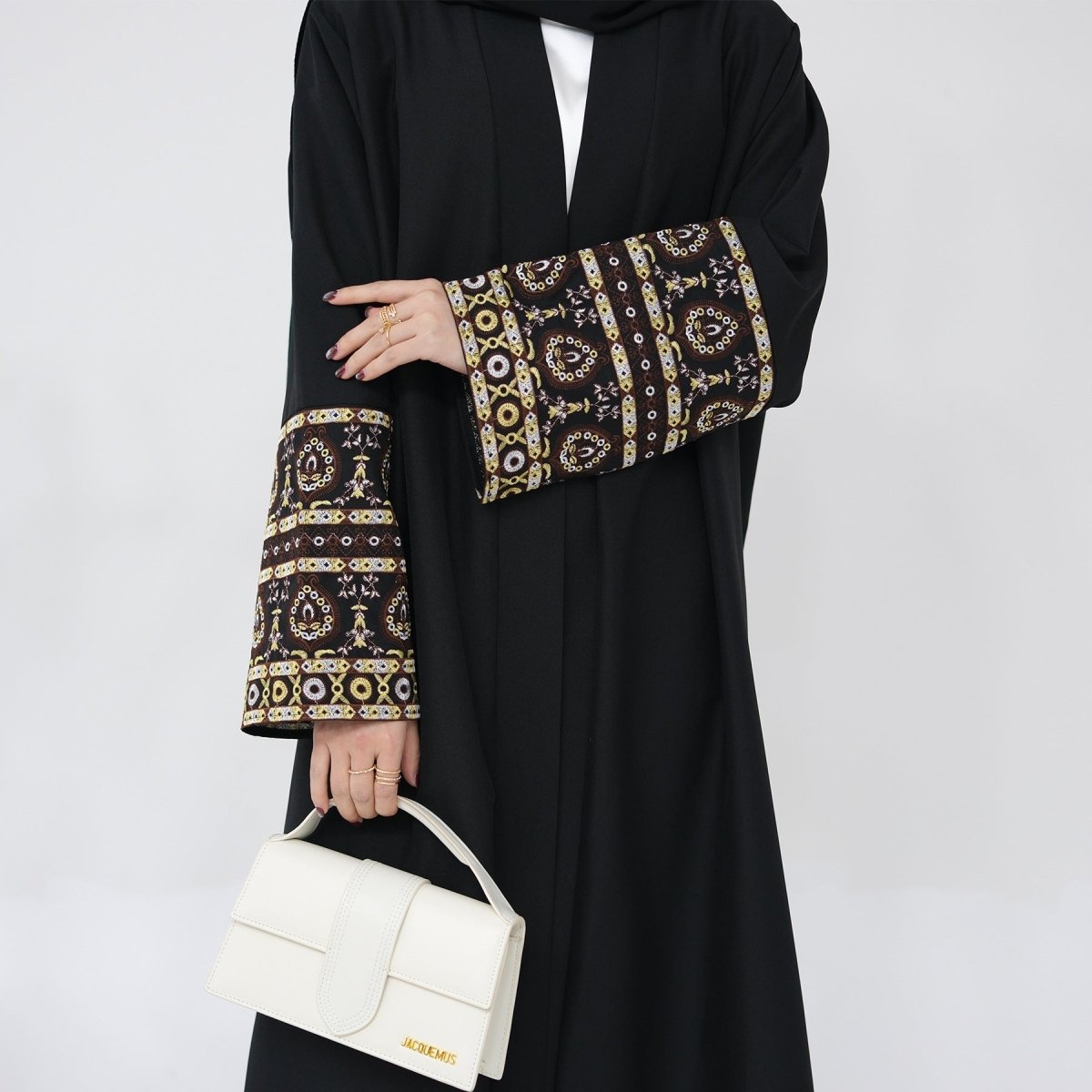 Exquisite Embroidery Set Open Abaya (MOA039) by Mariam's Collection
