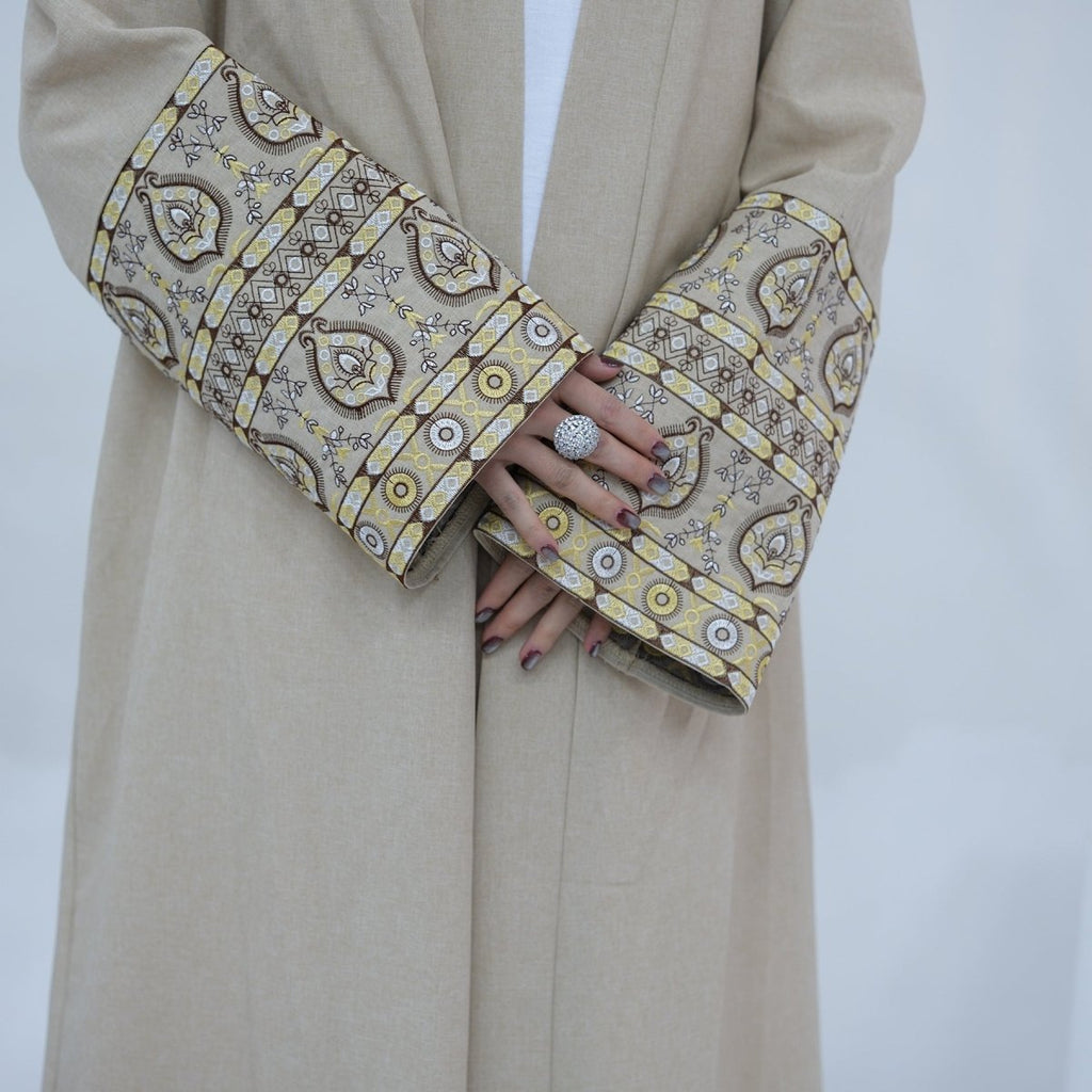 Exquisite Embroidery Set Open Abaya (MOA039) by Mariam's Collection