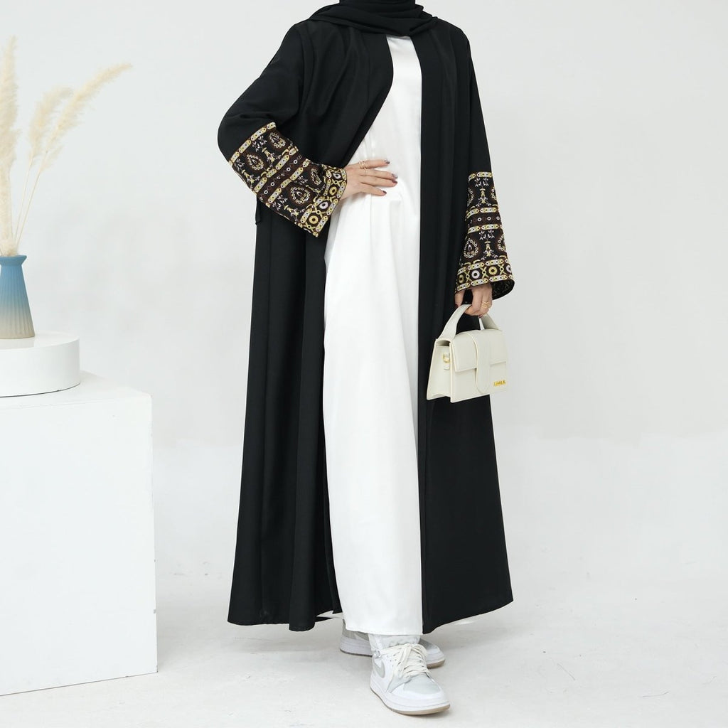 Exquisite Embroidery Set Open Abaya (MOA039) by Mariam's Collection