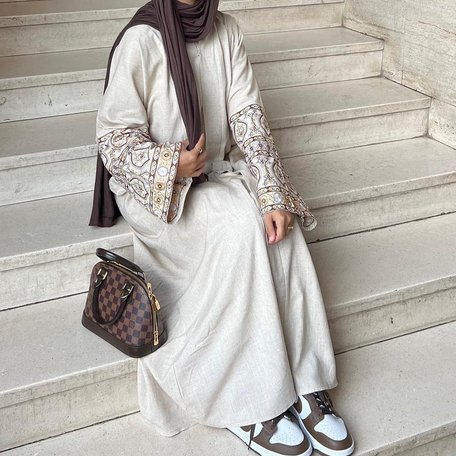 Exquisite Embroidery Set Open Abaya (MOA039) by Mariam's Collection