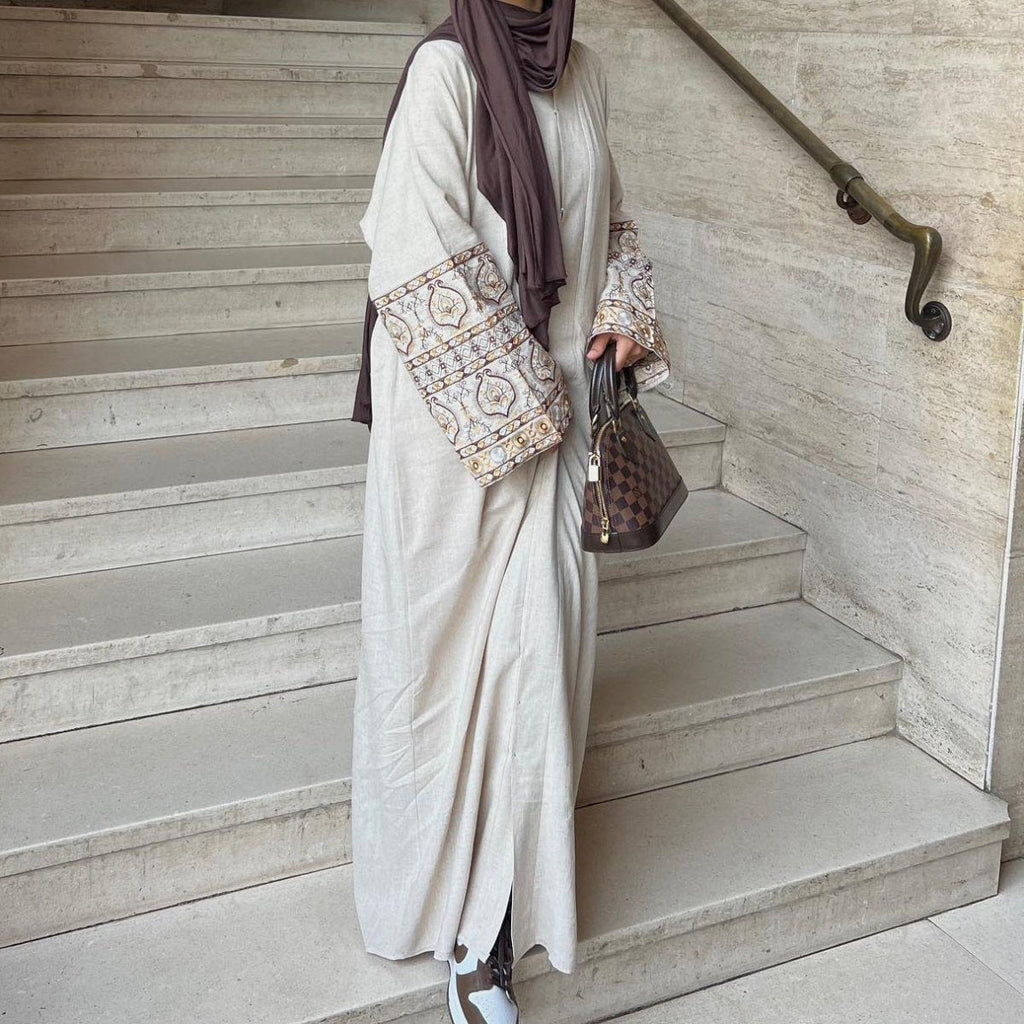 Exquisite Embroidery Set Open Abaya (MOA039) by Mariam's Collection