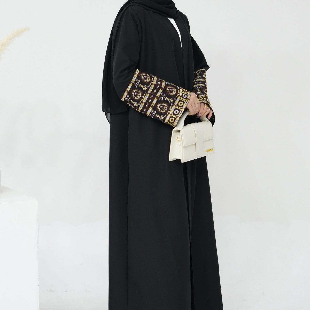 Exquisite Embroidery Set Open Abaya (MOA039) by Mariam's Collection