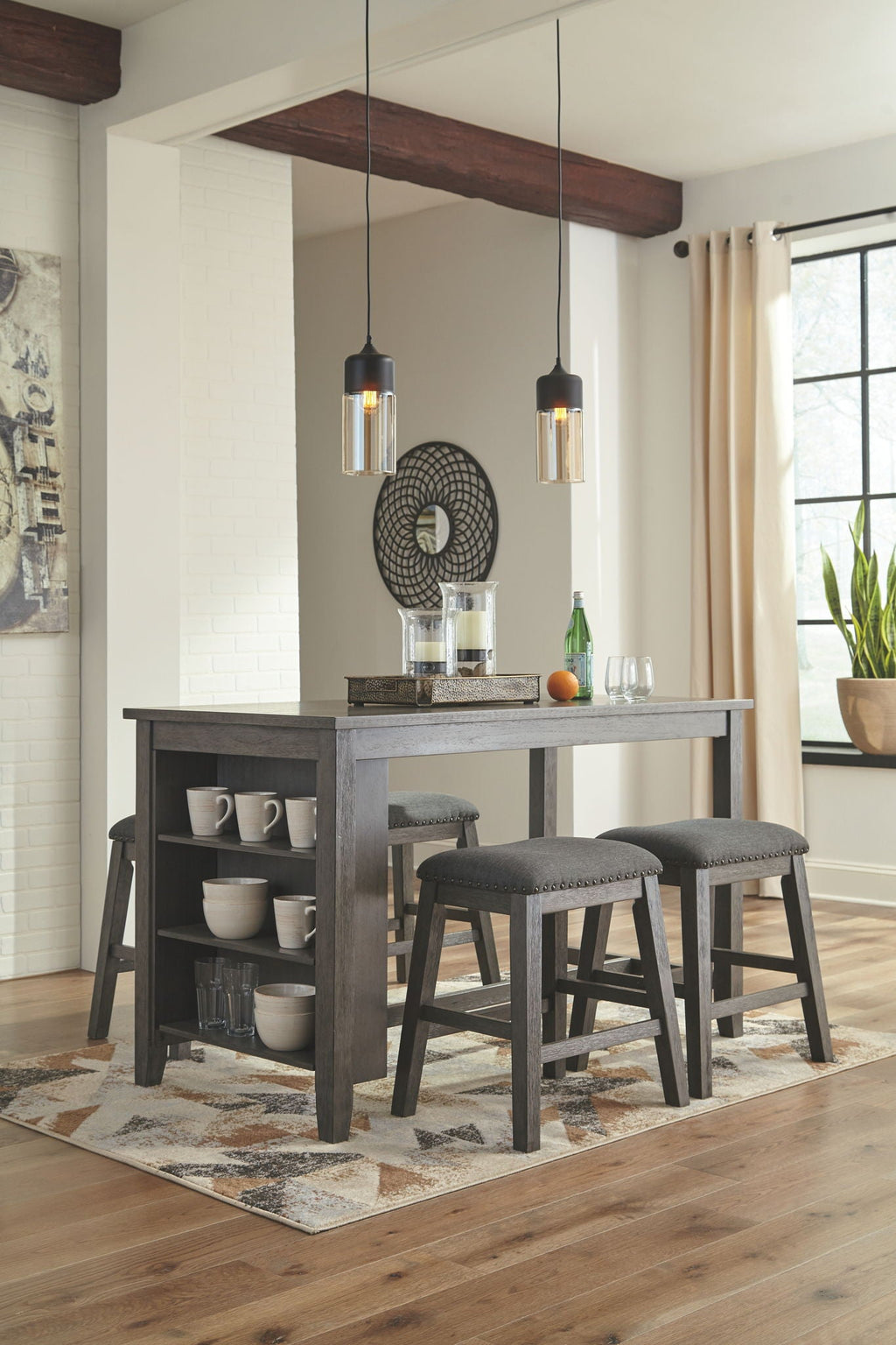 Caitbrook - Rectangular Counter Table Set by Unique Piece Furniture