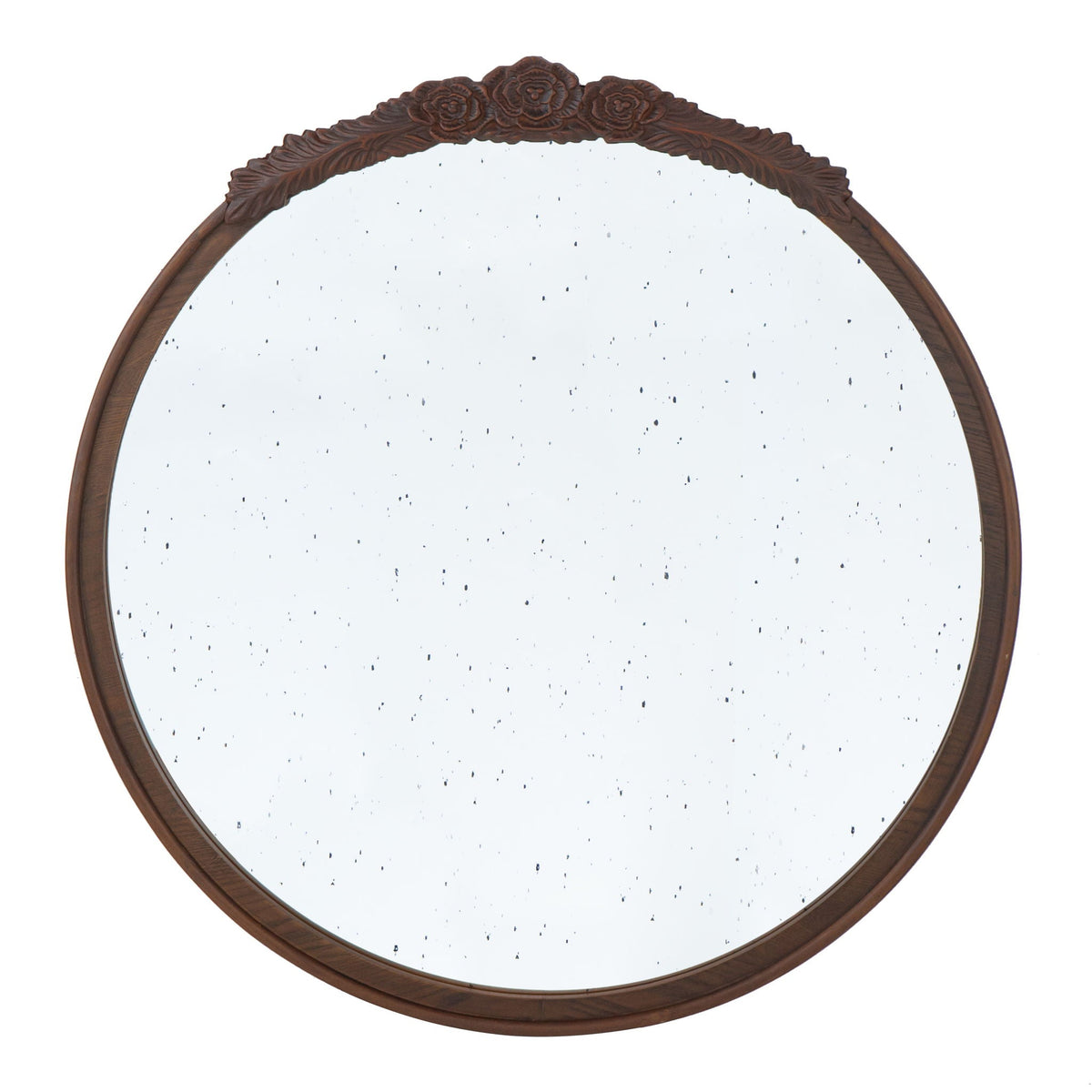 Round Hand Carved Rose Antique Mirror Frame, Wall Mirror For Live Space by Unique Piece Furniture