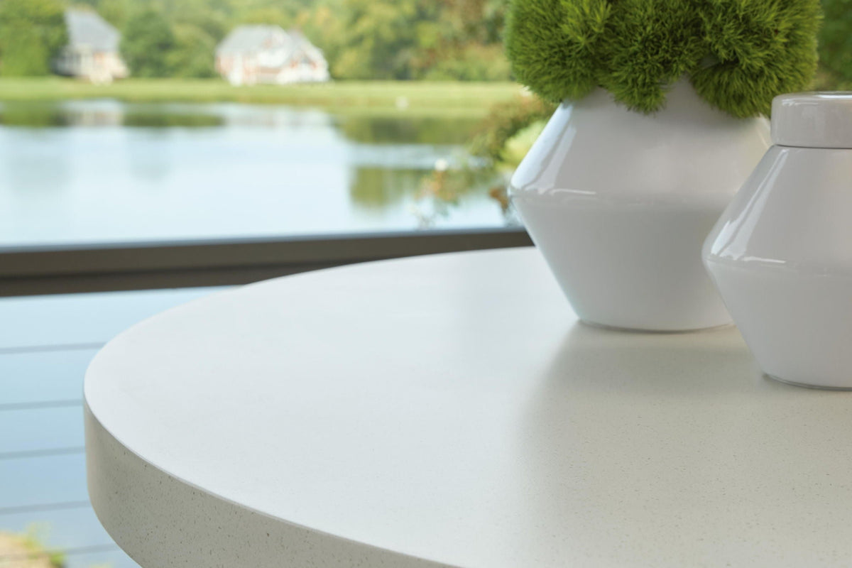 Seton Creek - Round Bar Table With Umbrella Option - Beige by Unique Piece Furniture