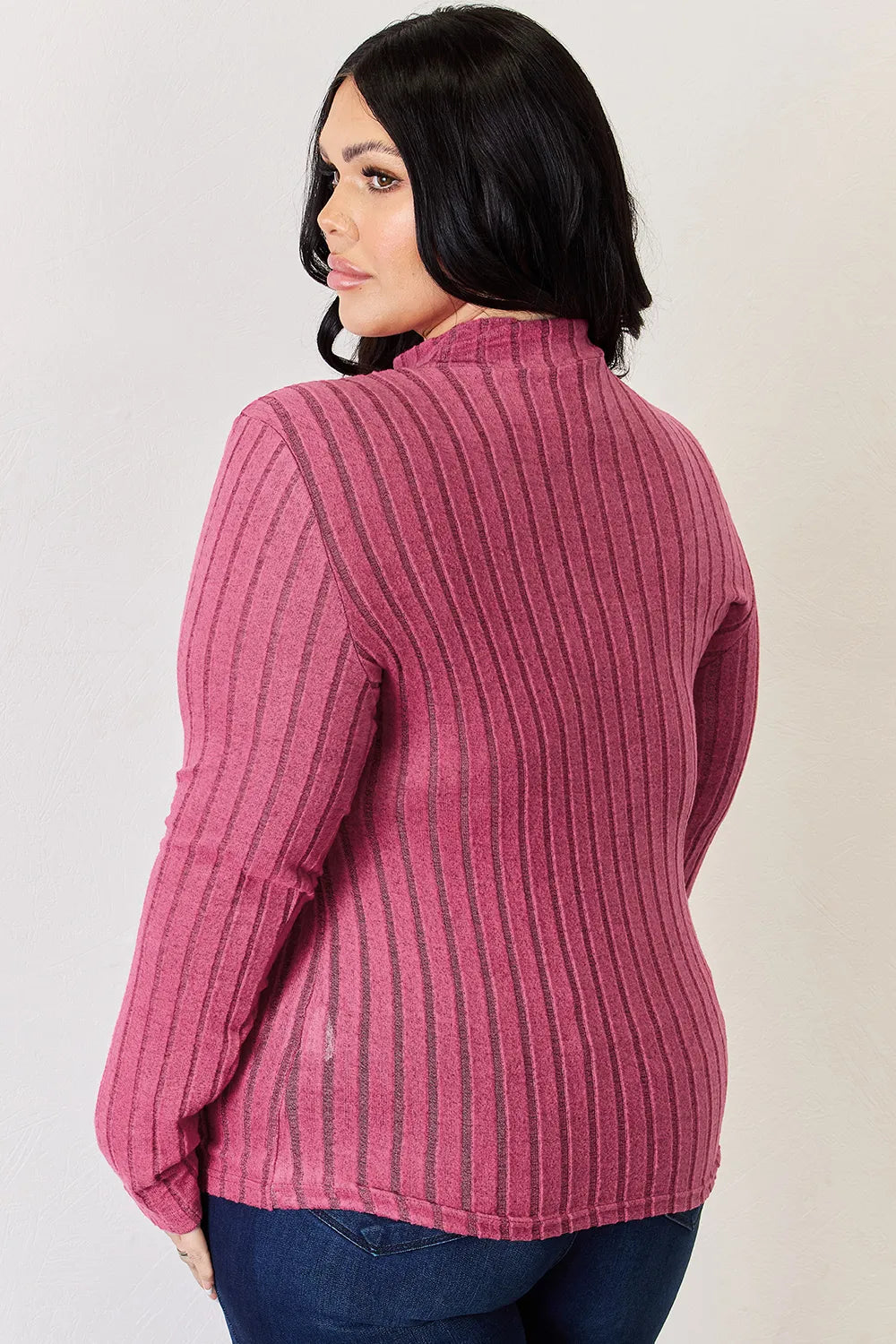 Basic Bae Full Size Ribbed Mock Neck Long Sleeve T-Shirt by Wild and Free Boutique