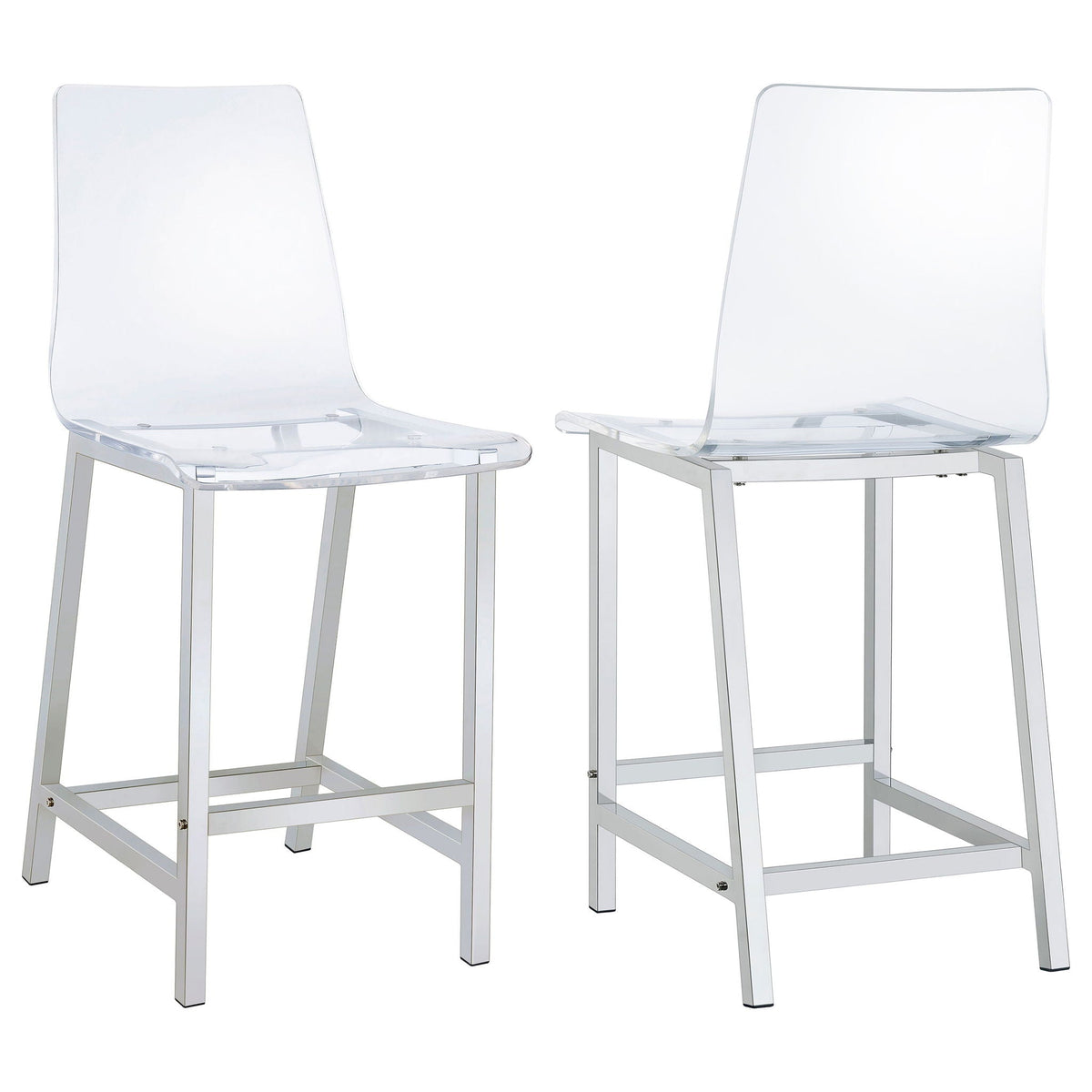 Juelia Clear Acrylic Counter Chair Chrome (Set of 2) by Unique Piece Furniture