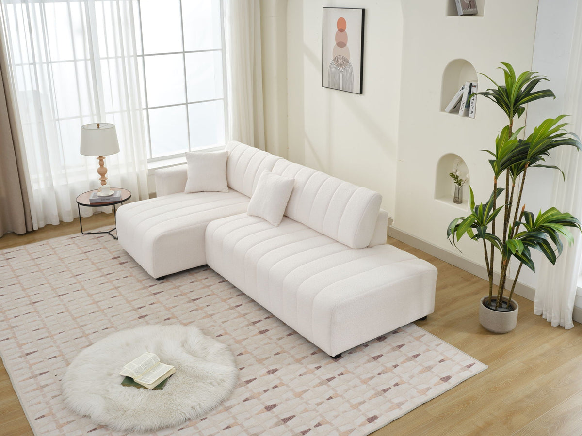 Jessica - Lamb Wool Sectional Sofa With Chaise, Versatile Configuration by Unique Piece Furniture