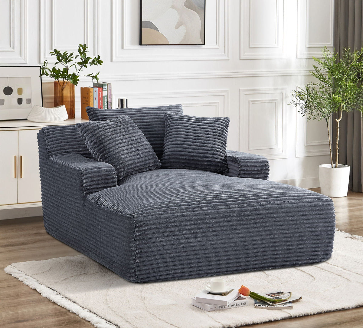 Cloudline - Oversized Chaise Lounge, Modern Comfy Couch With Full Foam Cushioning, Cozy Sleeper Sofabed by Unique Piece Furniture