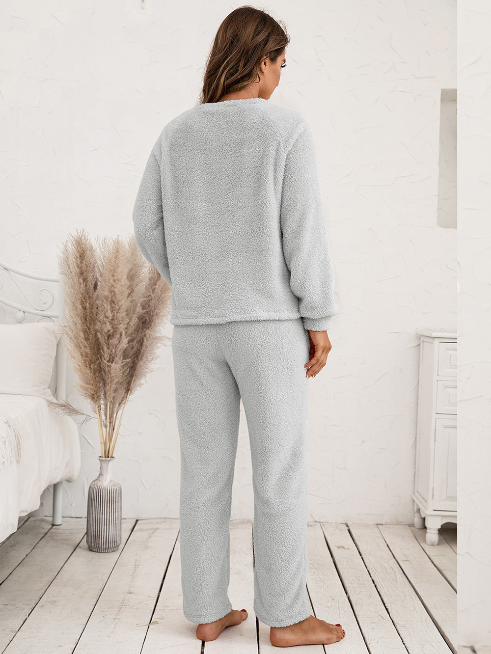 Ivy Lane Teddy Long Sleeve Top and Pants Lounge Set by Wild and Free Boutique