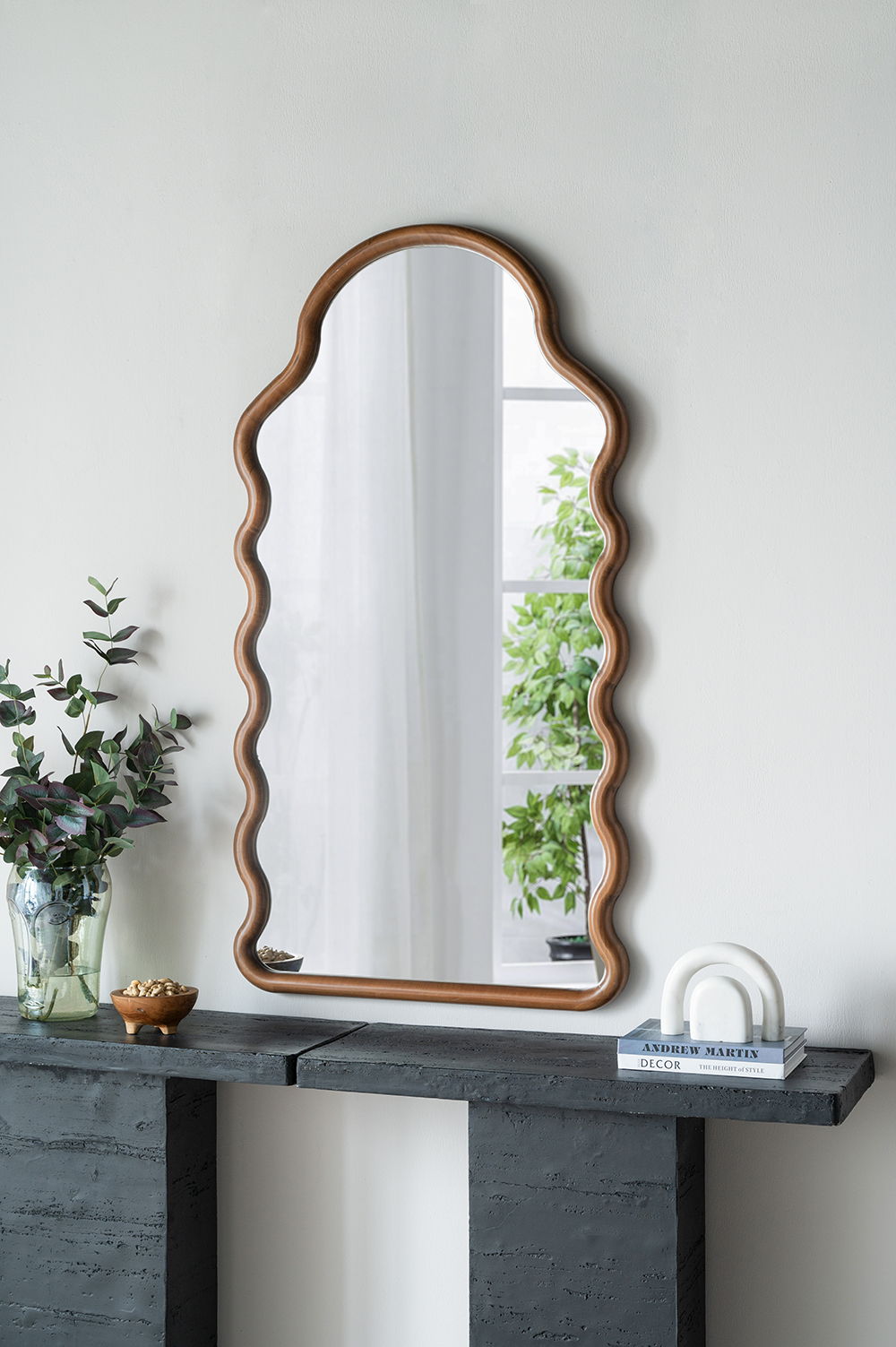 Wood Mirror With Unique Frame - Brown by Unique Piece Furniture