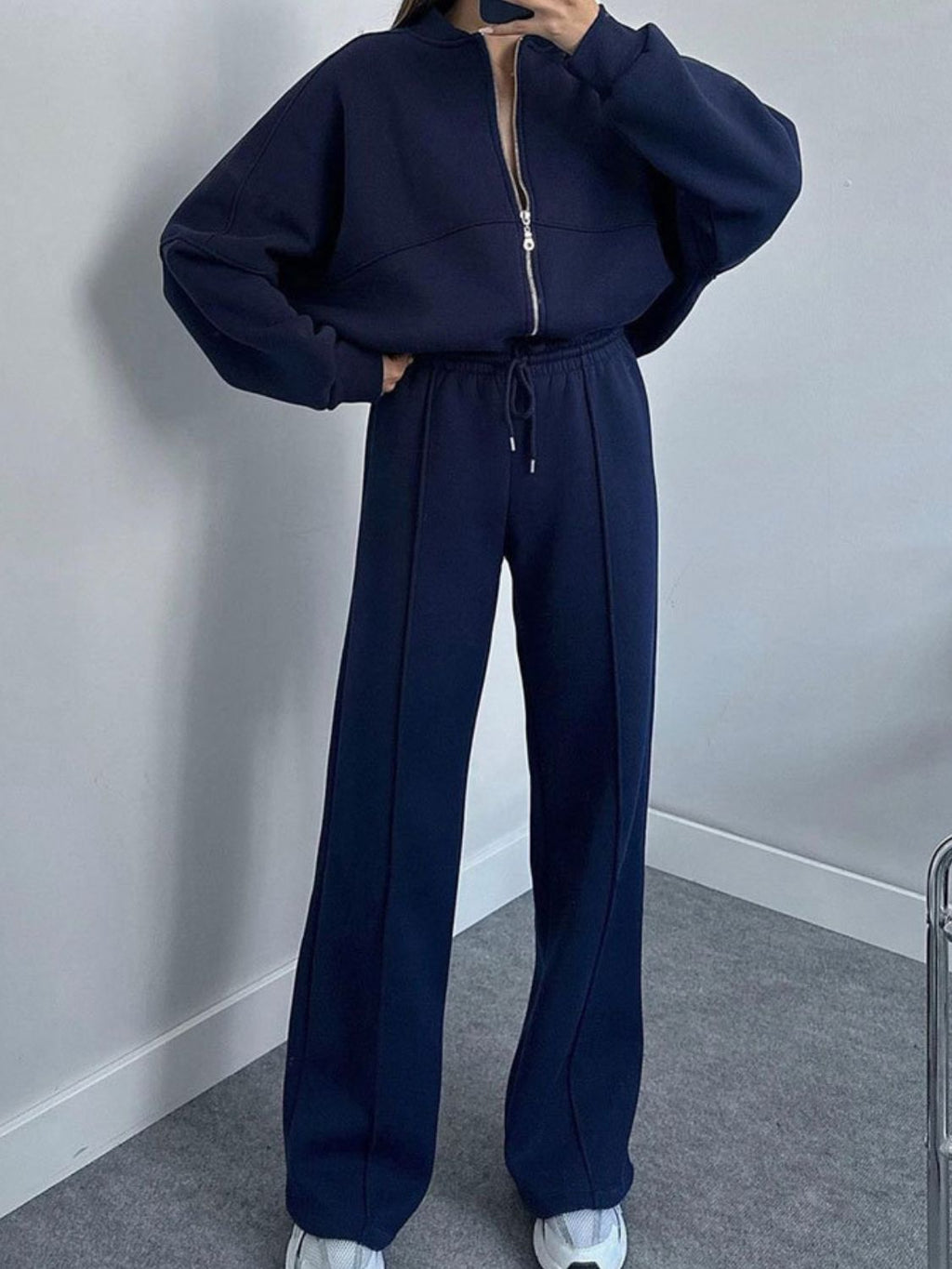 Baseball Collar Zip Up Top and Drawstring Paants Set by Wild and Free Boutique