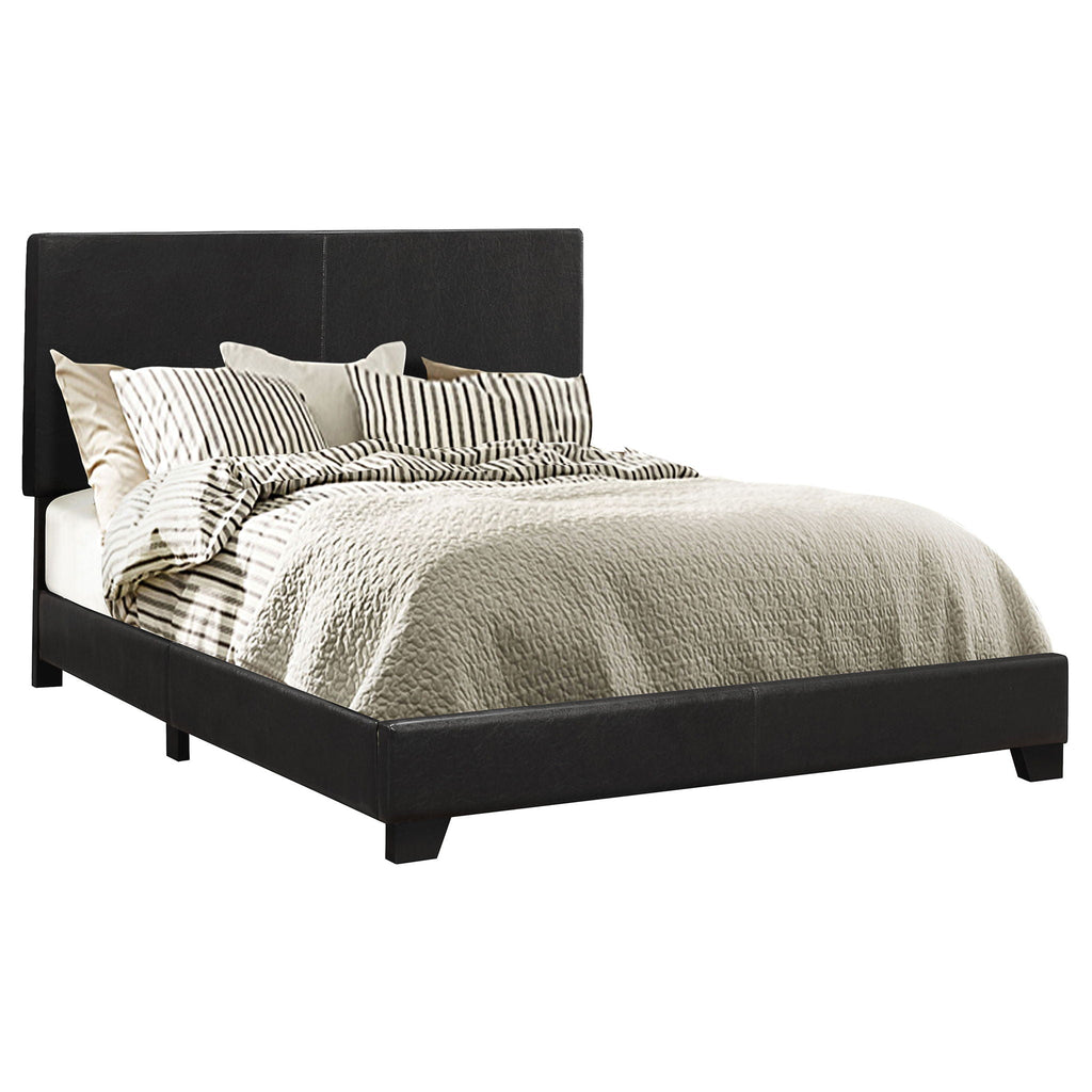 Dorian Faux Leather Upholstered Eastern King Panel Bed Black by Unique Piece Furniture