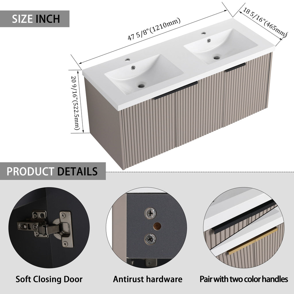 Contemporary Wall Mounted Bathroom Vanity With Resin Double Sink by Unique Piece Furniture
